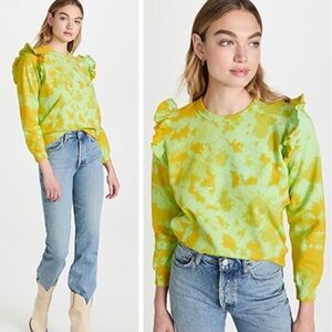 Clare V Ruffled Sweatshirt Cloud Tie-Dye Daiquiri small